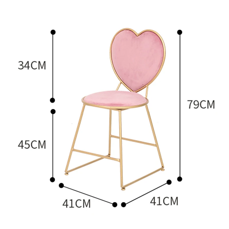 
Modern Simple Creative bedroom princess girl heart dressing table European makeup Nail chair European iron manicure chair 