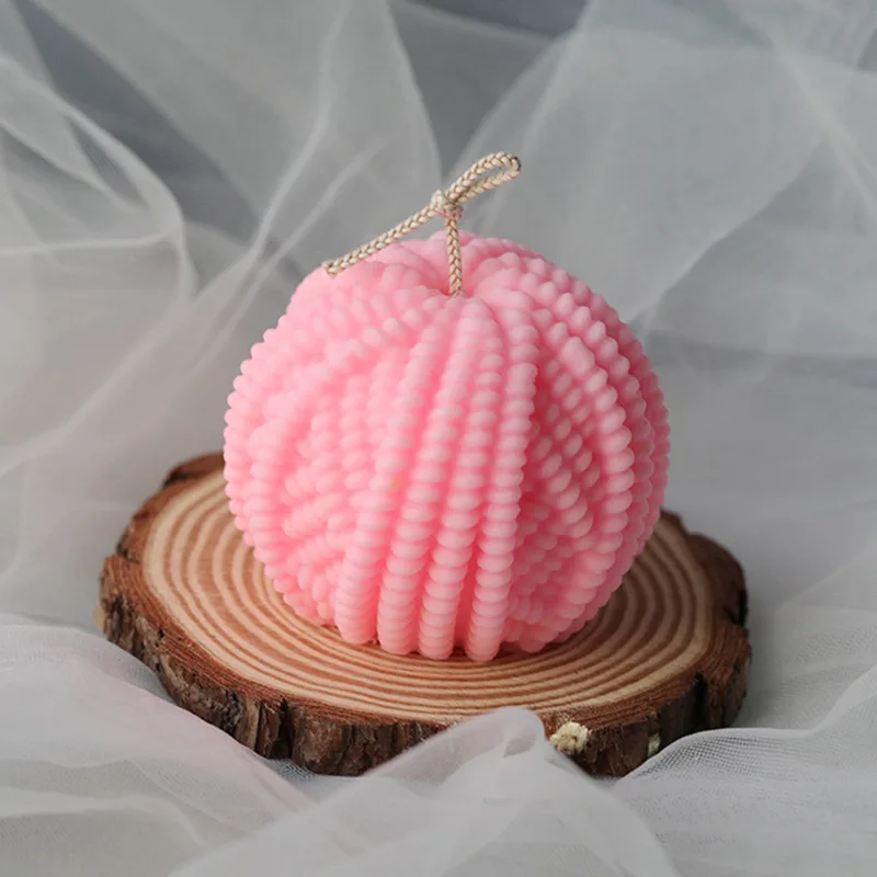 

B-3036 DIY Creative Round Knitting Wool Ball Candle Silicone Mold for beewax Aromatherapy candle mold Aroma Candle mould