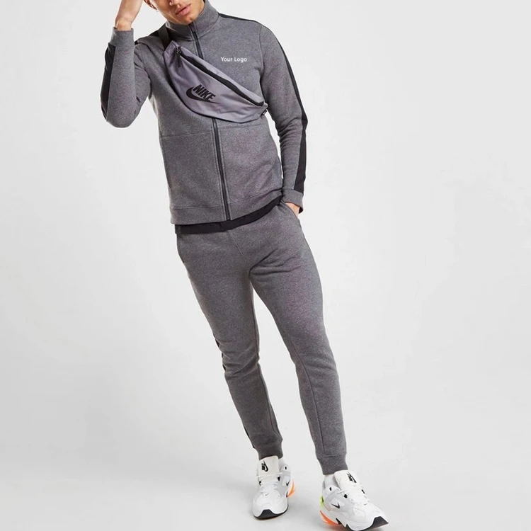 

Winter Custom Tracksuit Men Wholesale Fashion Polyester Plain Cotton Sports Jogging Blank Fitted Tracksuits For Men, Dark gray