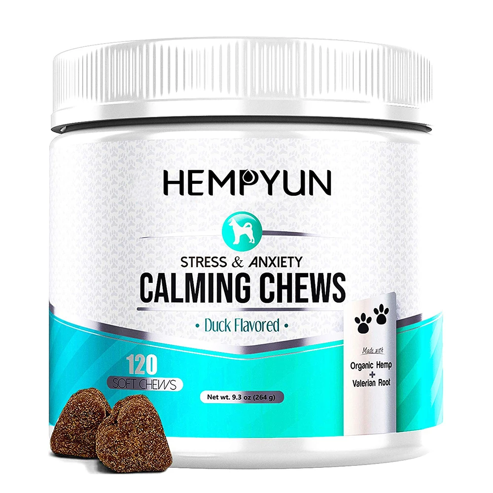 

Hempyun Best quality Hemp calming chews for Dogs anxiety relief pet treat hit and joint supplement in stock with private label, Brown