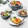 Gery color glazed porcelain table stoneware plate and bowl creative ceramic personalized dinnerware set
