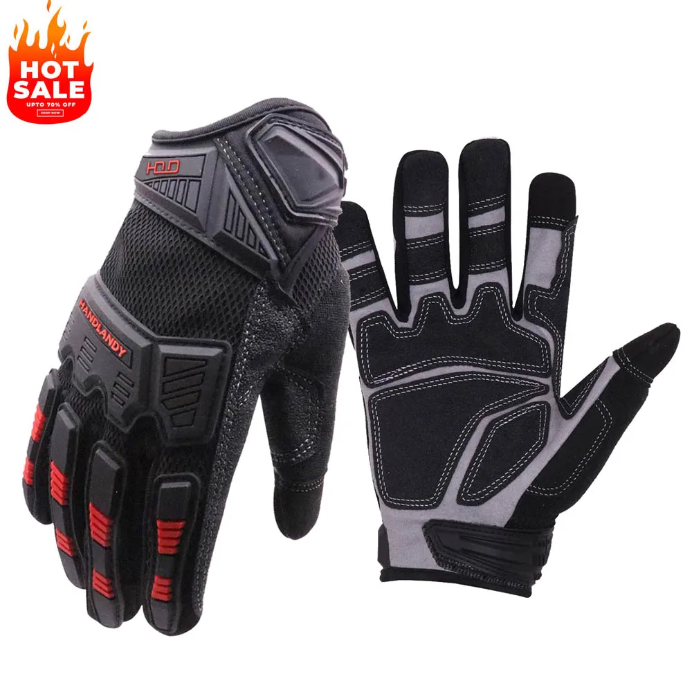 

protection anti slip touch screen impact outdoor custom logo motorcycle motocross bicycle riding bike cycling racing glove, Black