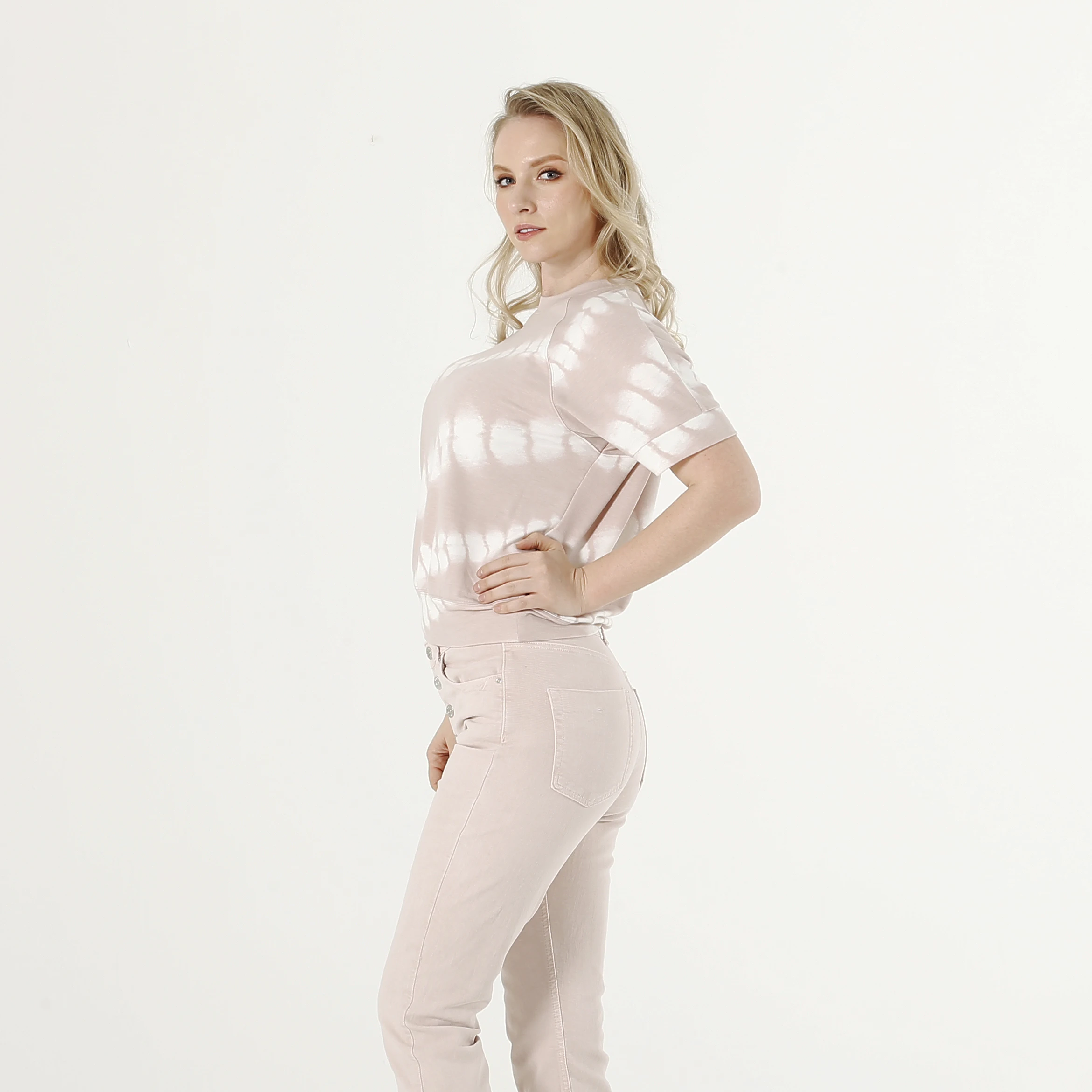 

Women Casual Loose Short Sleeve French Terry Crew Neck Custom Printing Wholesale Tops T Shirts