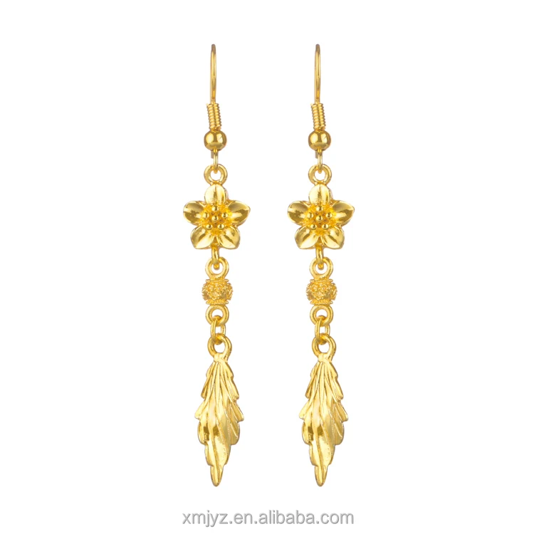 

Brass Gold-Plated Plum Leaf Earrings Long-Lasting Fashion Hypoallergenic Jewelry Earrings Wholesale