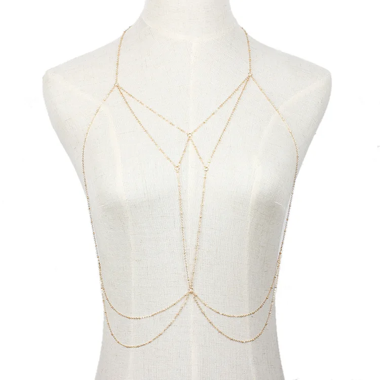 

Women Shiny Rhinestone Body Chain Sexy Chain Bra Body Jewelry