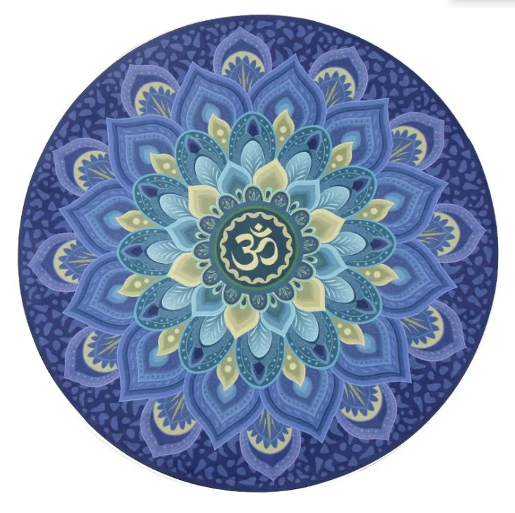 

600mm eco friendly organic natural rubber mats custom print round meditation suede yoga mat, Customized color