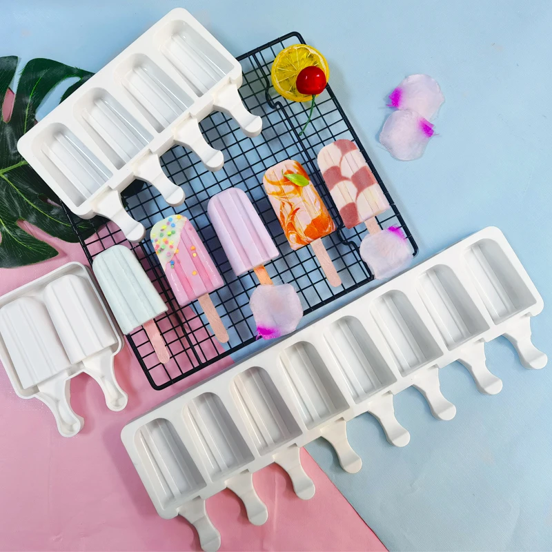 

DUMO Classic Striped Ice Cream Mold DIY 4-cavity Ice Cream Popsicle Silicone Mold Ice Cream Tools