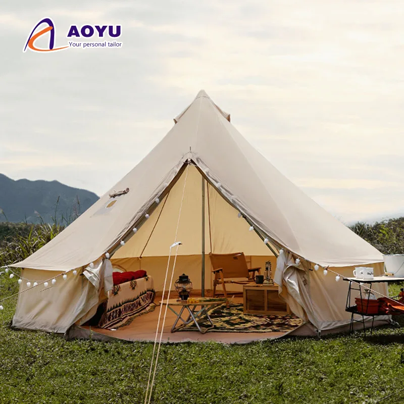 

Outdoor Four Season Canvas Tents With Wood Stove Camping Dome Tent for luxury Glamping Yurt Tents For Sale