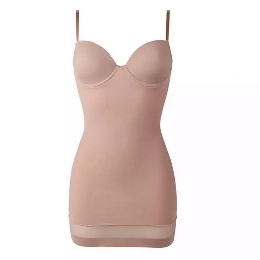 

Women's Nude Shapewear Body Sheath Mini Dress Abdomen Waist Belt Bra Even Sprained Underwear Sleeveless Body Refining Clothes