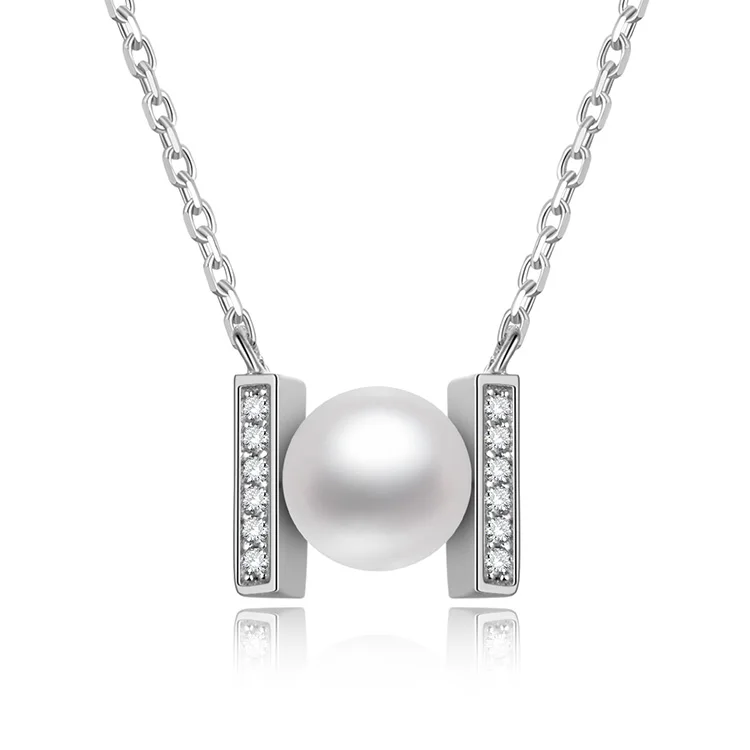 

POLIVA rhodium plated 925 sterling real silver pearl jewelry freshwater necklace