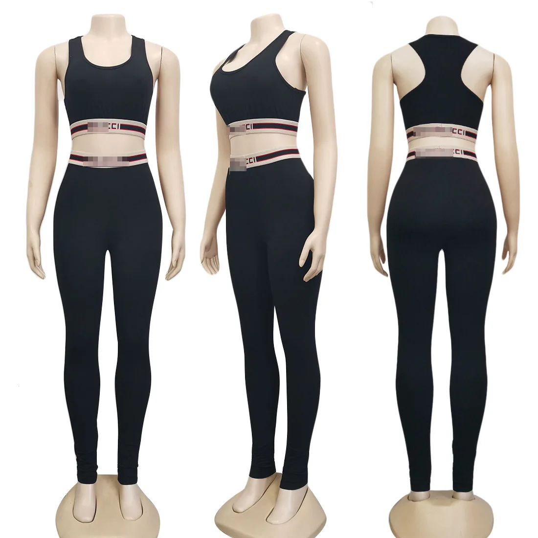 

Hot selling Women's fashion sports trousers casual two-piece suit With wholesale J2377