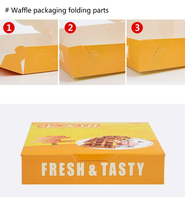 Waffle Packaging Box Cardboard Paper Pie Slice Cookie Box For Dessert