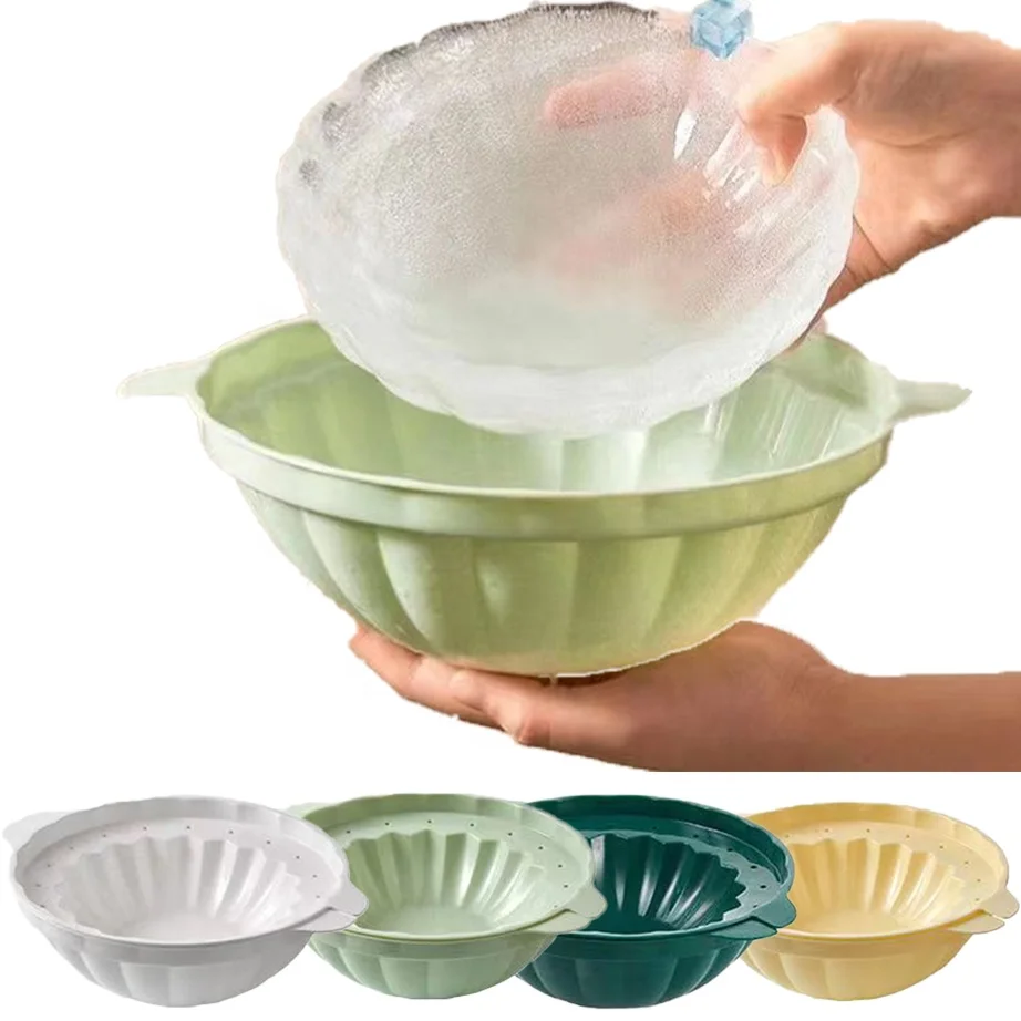 

2022 Tiktok Hot Ice Bowl Mold DIY Ice Cream Set Safety Durable Reusable Plastic Dessert Ice Bowl, Any color can be customized
