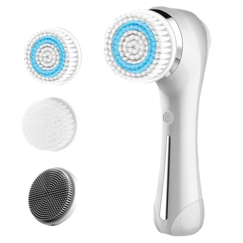 

4 in1 Spin Exfoliating Electric Face Skin Massager Device Pore Cleanser Sonic Facial Cleansing Brush Silicone Facial Brush, Colorful