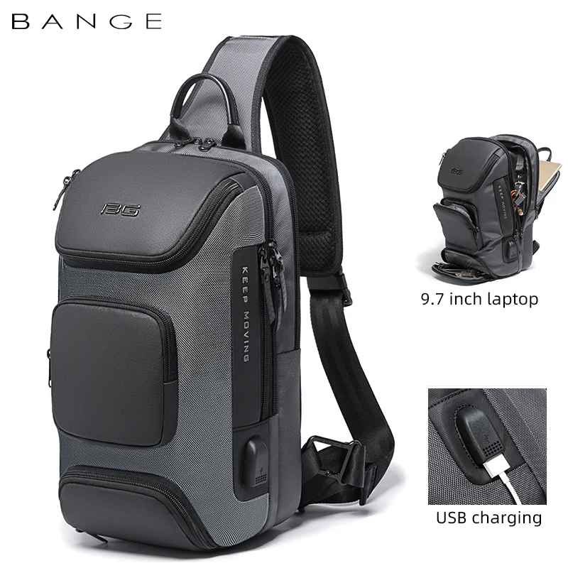 

2020 new design hot selling custom oem fashion men anti theft shoulder waterproof chest crossbody sling bag for men, Black and grey or any color you want