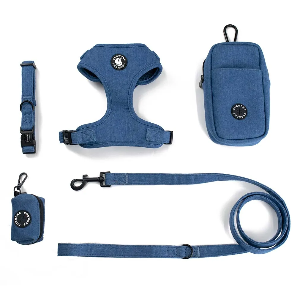 

pet supplies other pet products 2022 Customized adjustable dog denim harness quick release pet collars & leashes dog cos