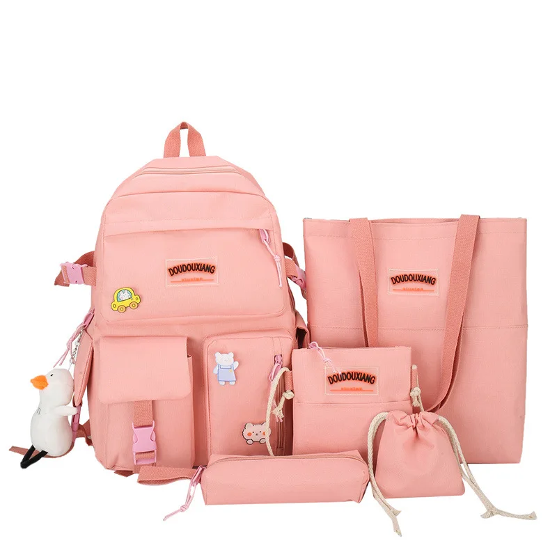 

Wholesale Logo Flower Print Canvas 600D School backpack Bag Set Custom fashion school backpack set For Teen Girls, More than 4 colors or customized