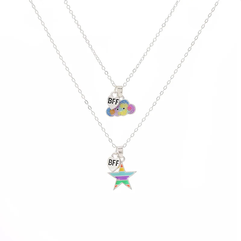 

Silver color colorful cloud stars cartoon pendant cute jewelry little girls necklaces, As picture show