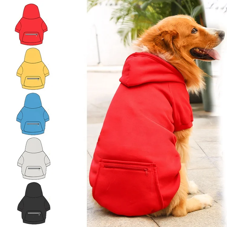 

XS-5XL Autumn Winter Pet Big Dog Clothes Dogs Hoodies Sweater Fleece Warm Sweatshirt Pet clothes with Pocket to Store dog food, Same as picture