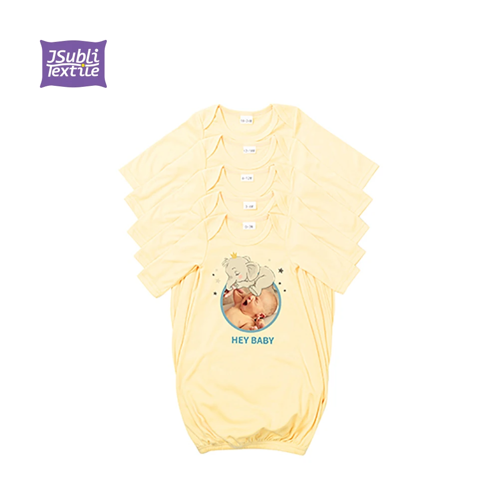

JSubli Textile Custom Personalized Yellow Sublimation Infant Toddler Clothes Baby Long Sleeve Nightdress Baby Boys' Rompers
