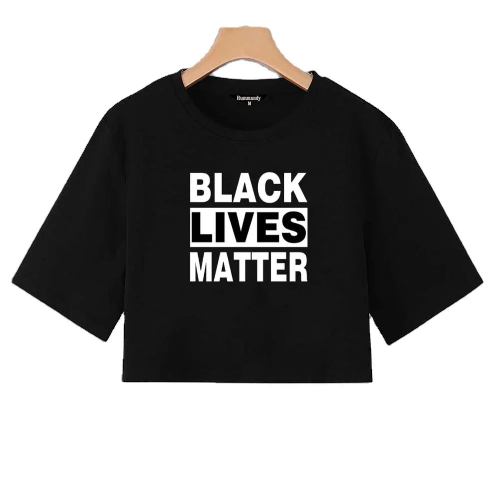 

Rummandy BLAK LIVES MATTER Outfits Ladies Crop Tops T-shirts Women Cotton Custom Design Tshirts Jersey Vintage Crew Neck Printed, Customized color