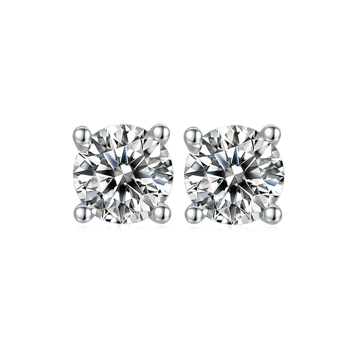 

2024 fine silver jewelry 0.5ct moissanite stone women jewelry white gold plated silver earrings custom 14k 18k gold plated