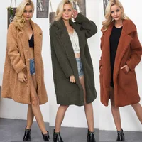 

2019 Fashion Fur Plush Cardigan Long Winter Coat for Women