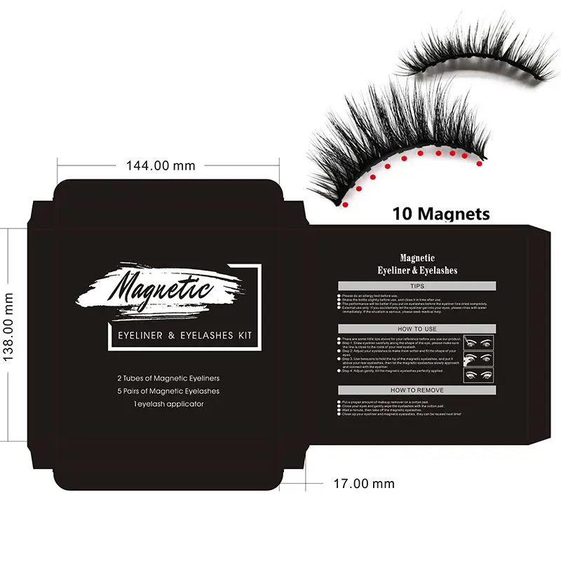 

MJS 2020 newest magnetic eyelashes with eyeliner private label and custom packaging 10 magnets 3D magnetic eyelashes wholesale