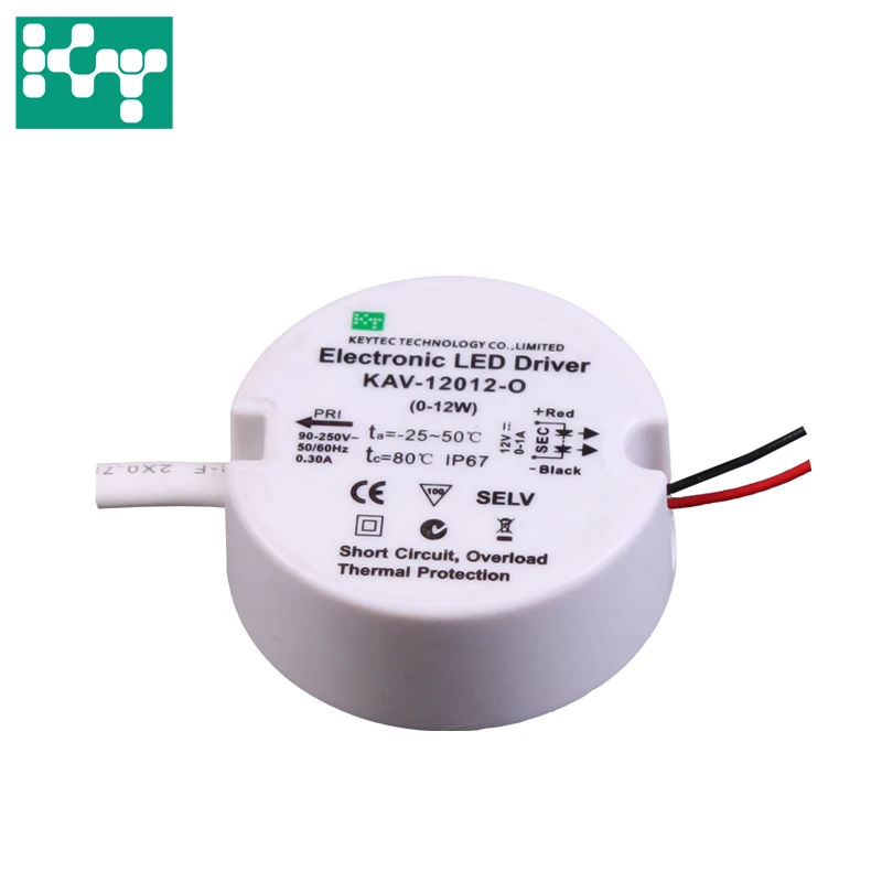 
12V 12W 1A IP67 Consant Voltage LED Driver 