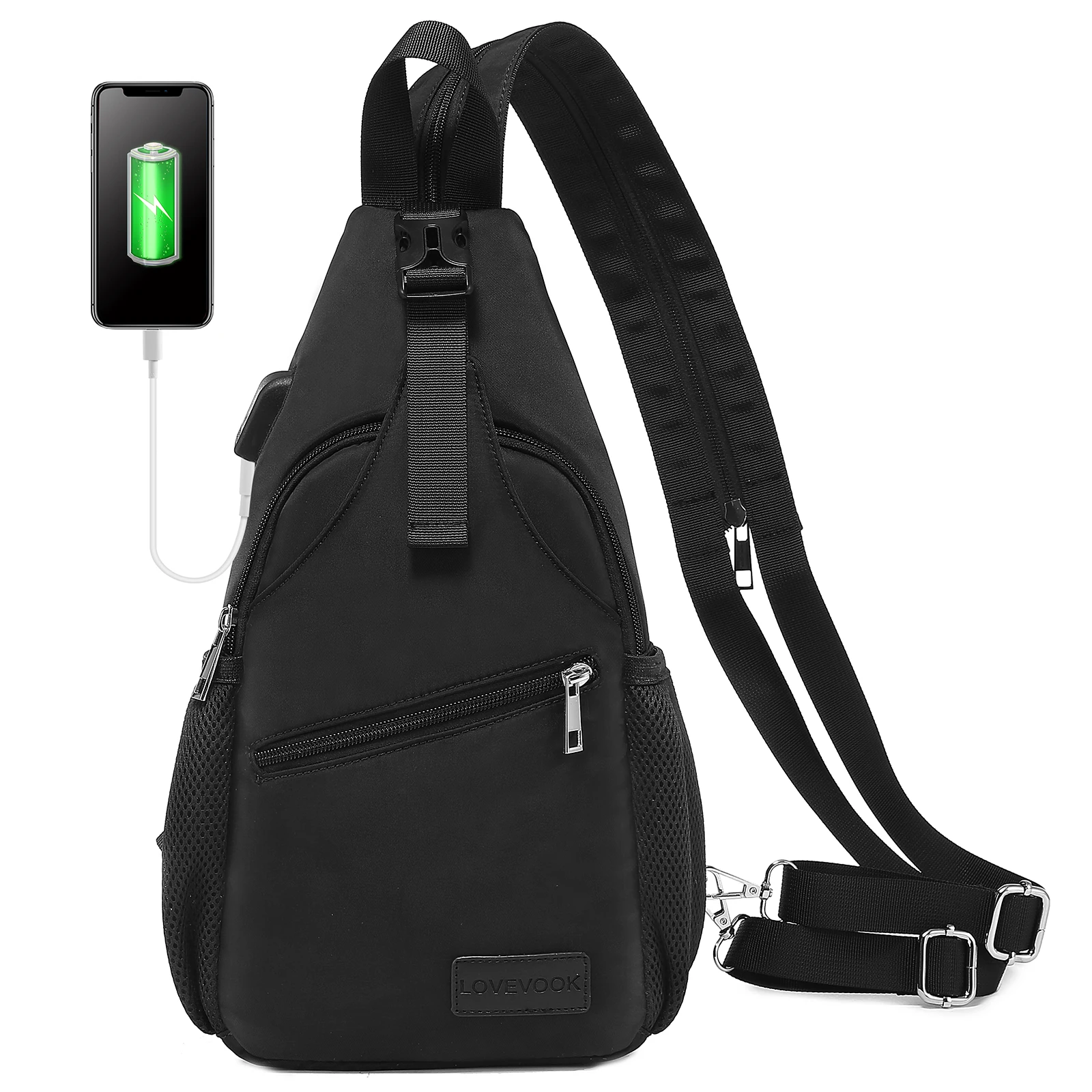 LOVEVOOK Fashion Anti Theft Waterproof Messenger Crossbody Chest Bag Nylon Backpack Travel Hiking Sling Chest Bag for Women
