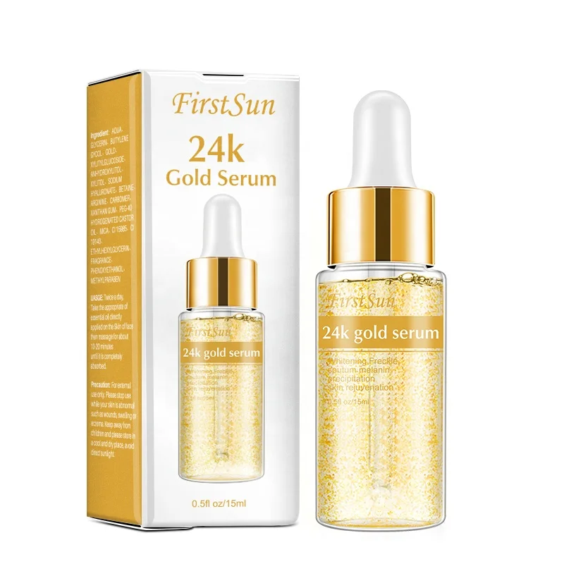 

High Quality Wholesale Natural 24k Gold Face Serum Reducing Melanin 24k Gold Collagen Serum Powerful Serum To Remove Freckles
