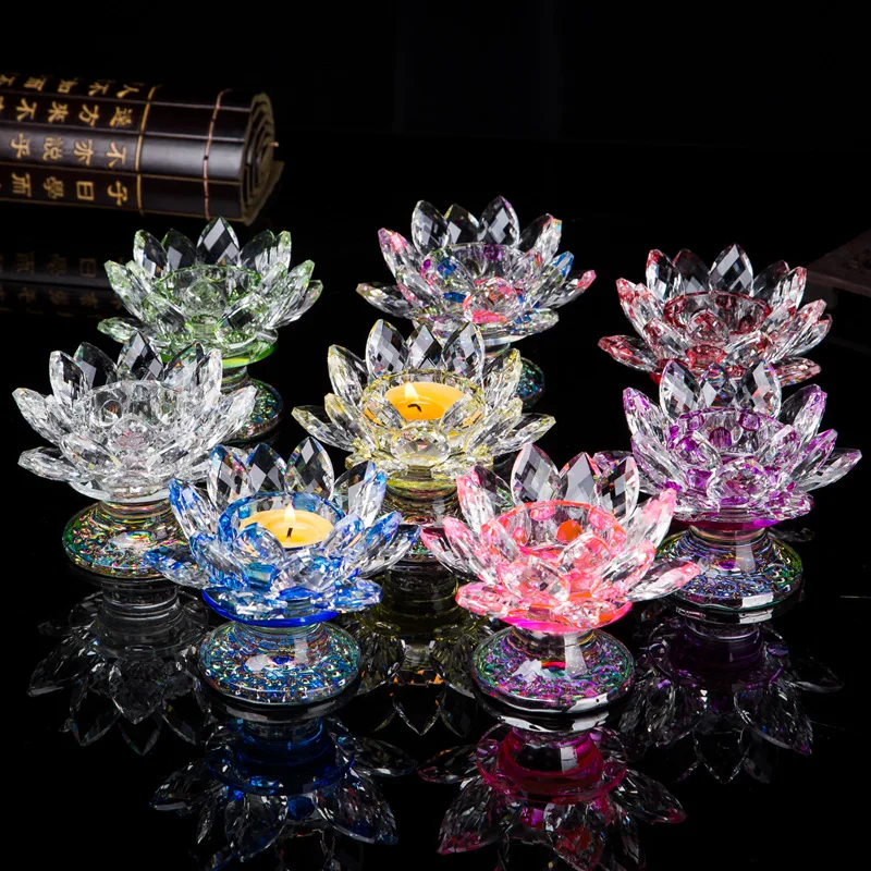 

Crystal Candles Lotusflower Sublimation Fengshui Crafts Colors Crystal Lotus Flowers