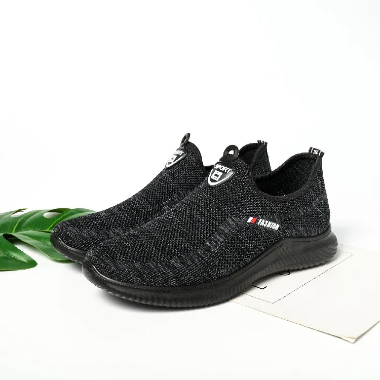 

Bruilun men's knitted slip-on comfortable breathable casual shoes, Black
