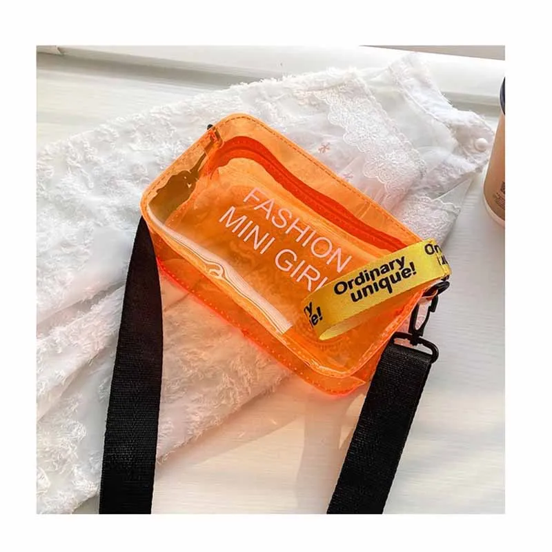 

Fashion Street Young Boy Girls Candy Color Jelly Shoulder Bag Transparent PVC Crossbody Bag Trendy Simple Hip Hop Style Hand Bag