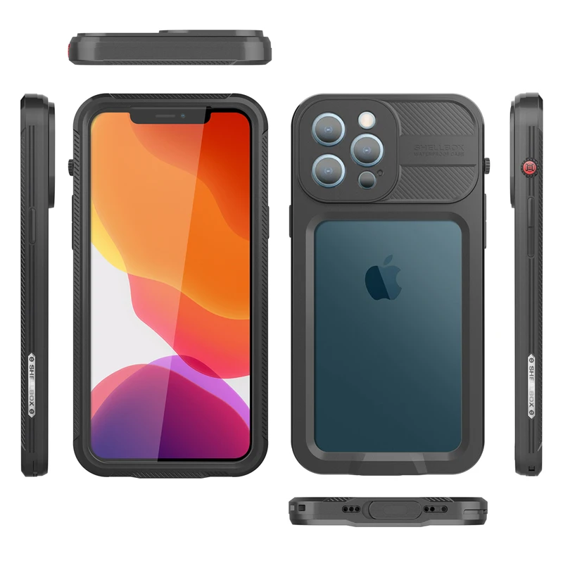 

Simple waterproof case 13 pro max is thin and does not affect the operation with phone strap for iPhone 13
