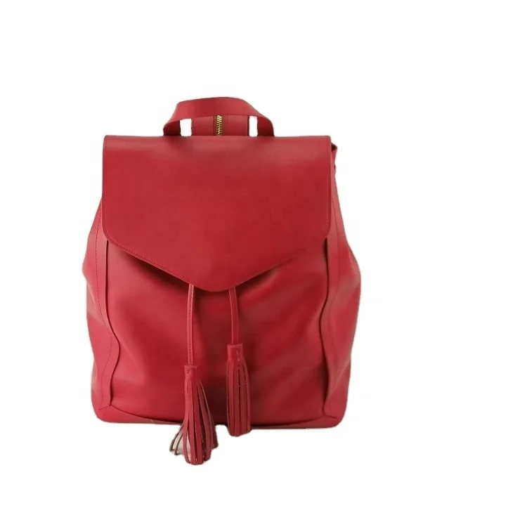 

Japan Quality Genuine Leather Backpack in China Red Color