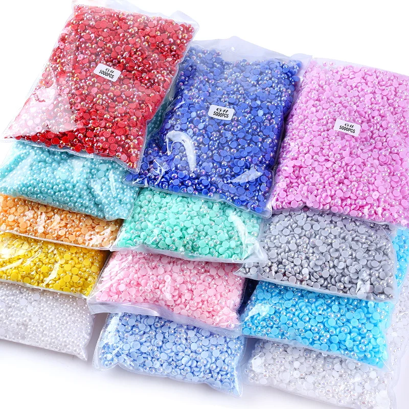 

Qiao Wholesale ABS Craft half Pearl Flat Beads 1.5-16mm Shiny Unique Color AB Loose Pearls for Jewellery Making
