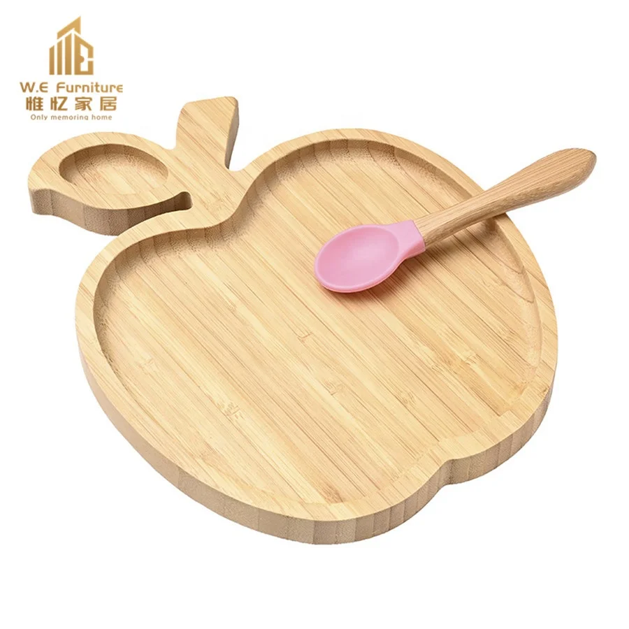 

bamboo dish children baby plate feeding set with suction