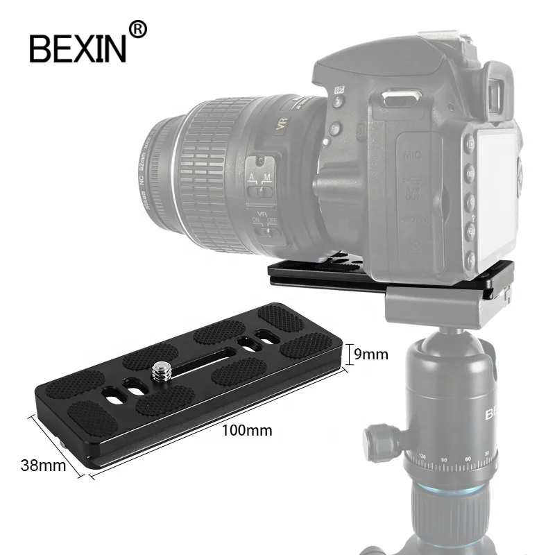 

BEXIN camera lens support mount plate dslr long adapter clamp camera base quick release plate for arca swiss tripod ball head, Black