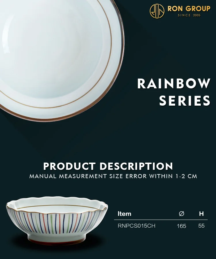 Colored petal thread ceramic bowl home restaurant salad bowl hotel tableware