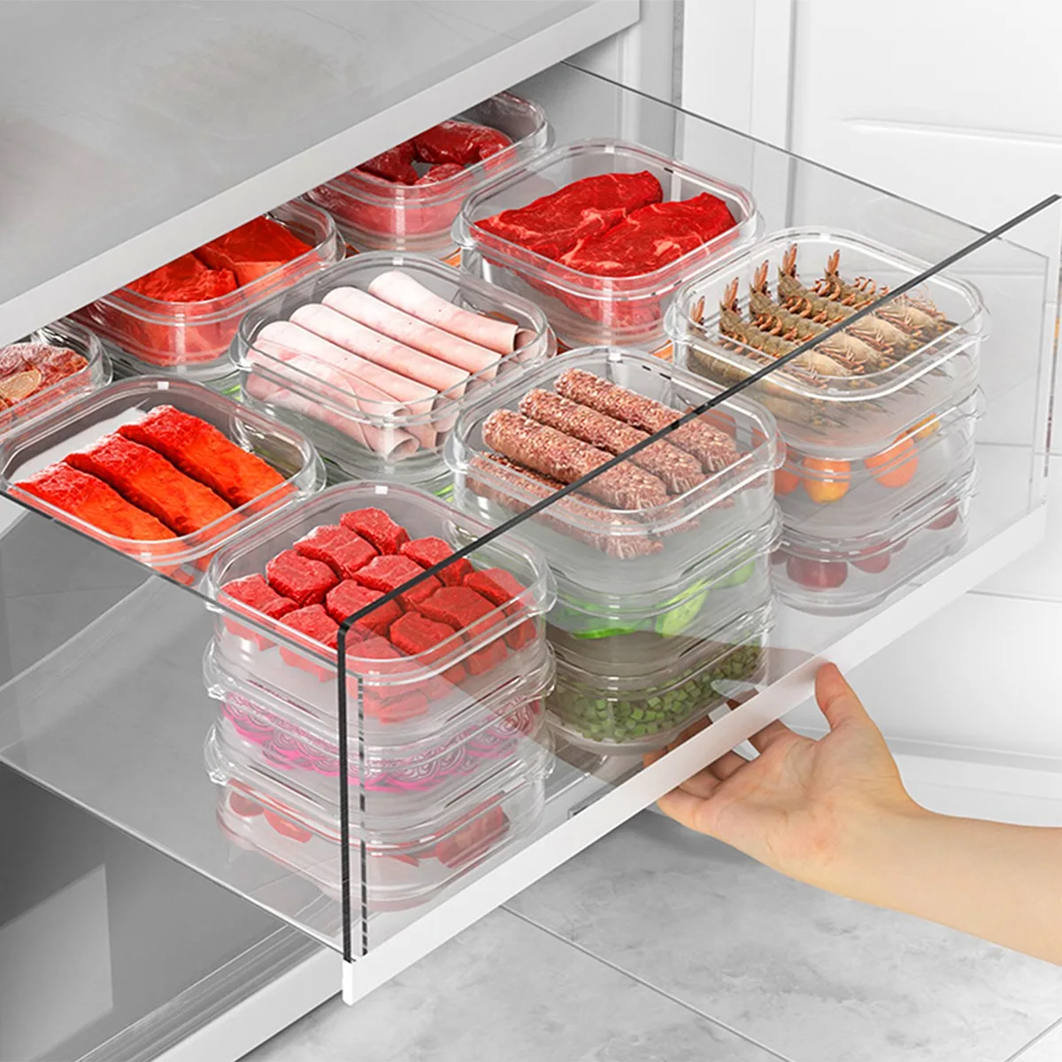 refrigerator storage box with lid