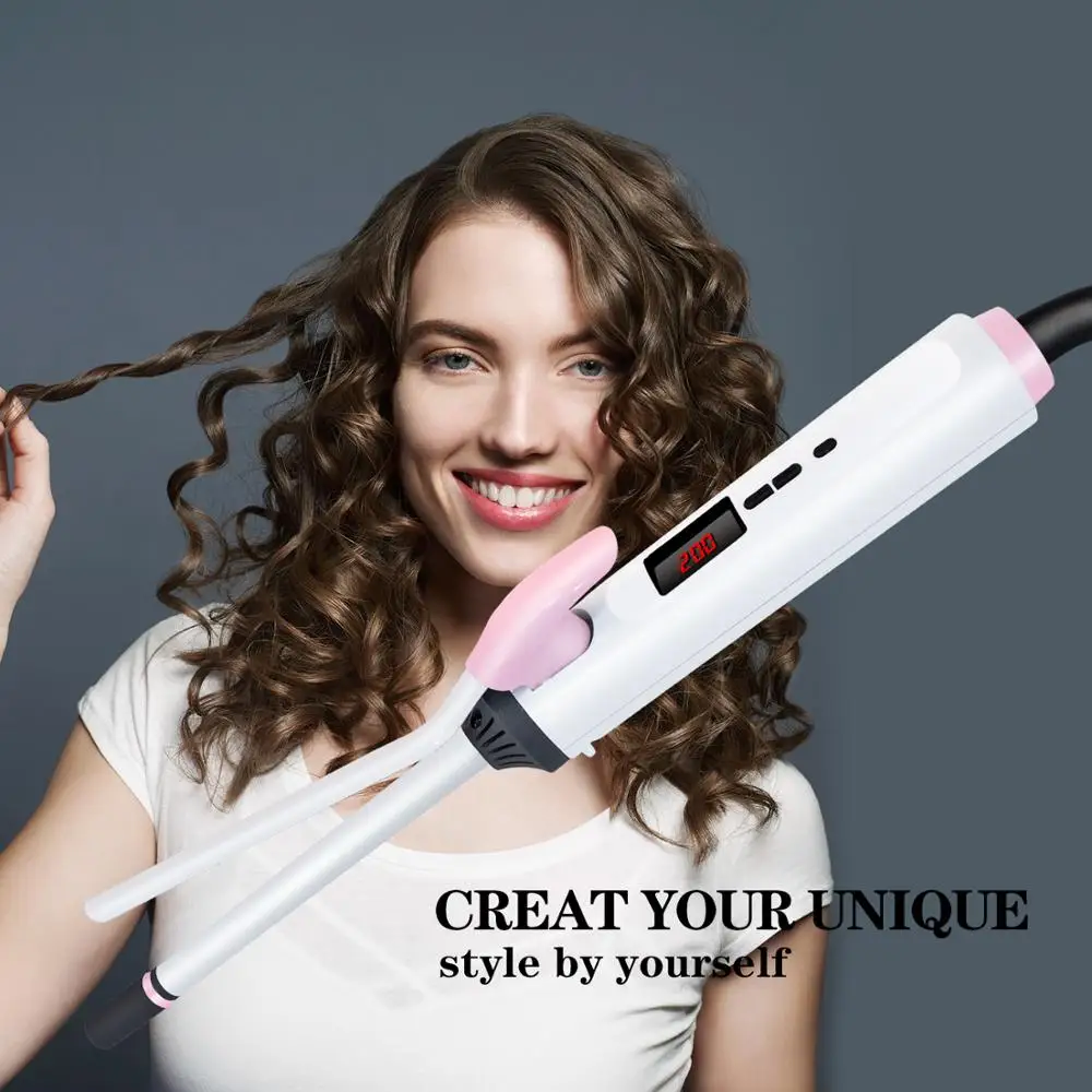 

high quality Hair Curler 9mm 26mm Curling Iron Wand Irons Dual Voltage Adjust Temperature Small Curling Iron Ceramic, Black+gold,white+pink