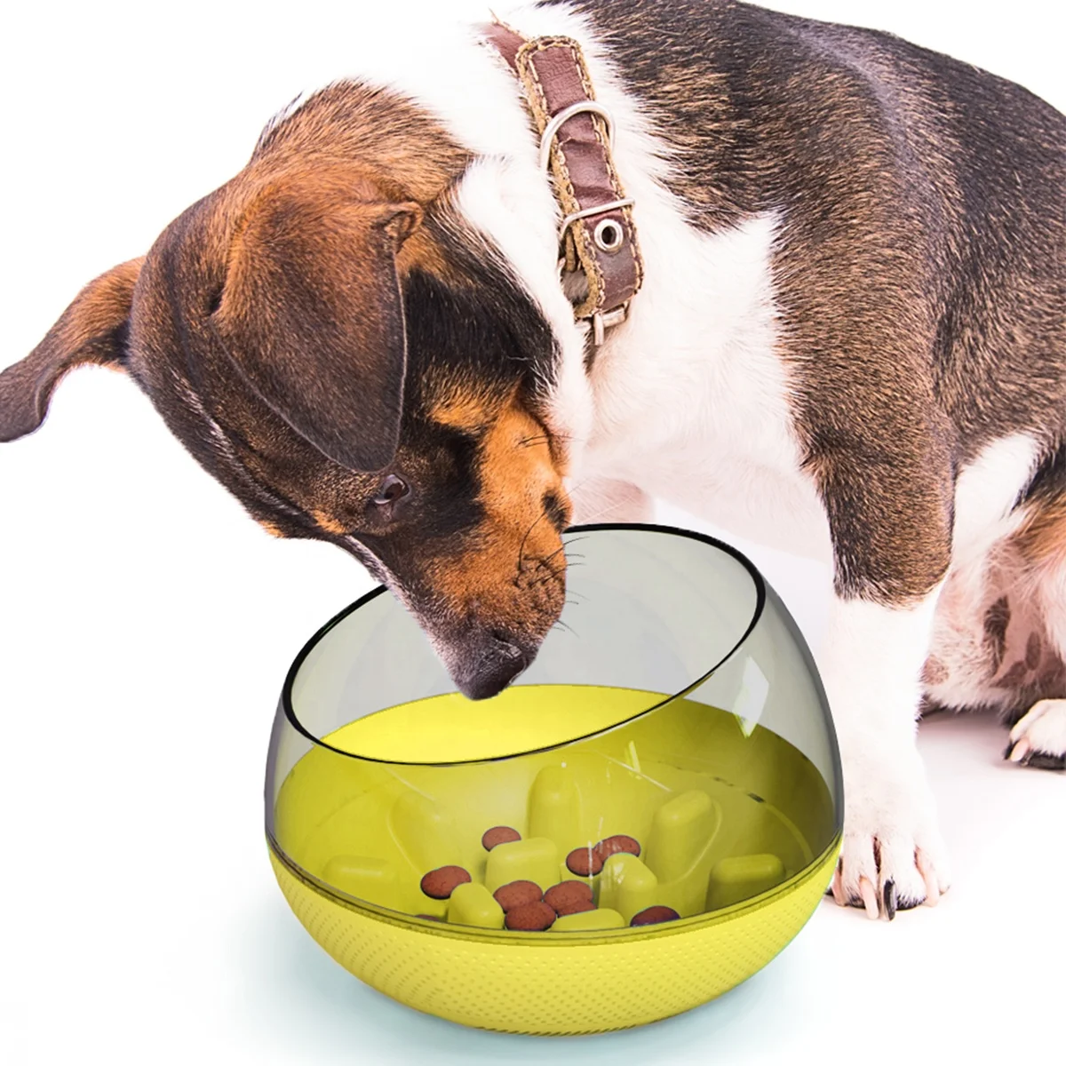 

High Quality Funny Pet Dog Slow Feeding Food Eating Bowl Plastic Pet Slow Feeder Tumbler Dog Bowl, Green,blue,yellow