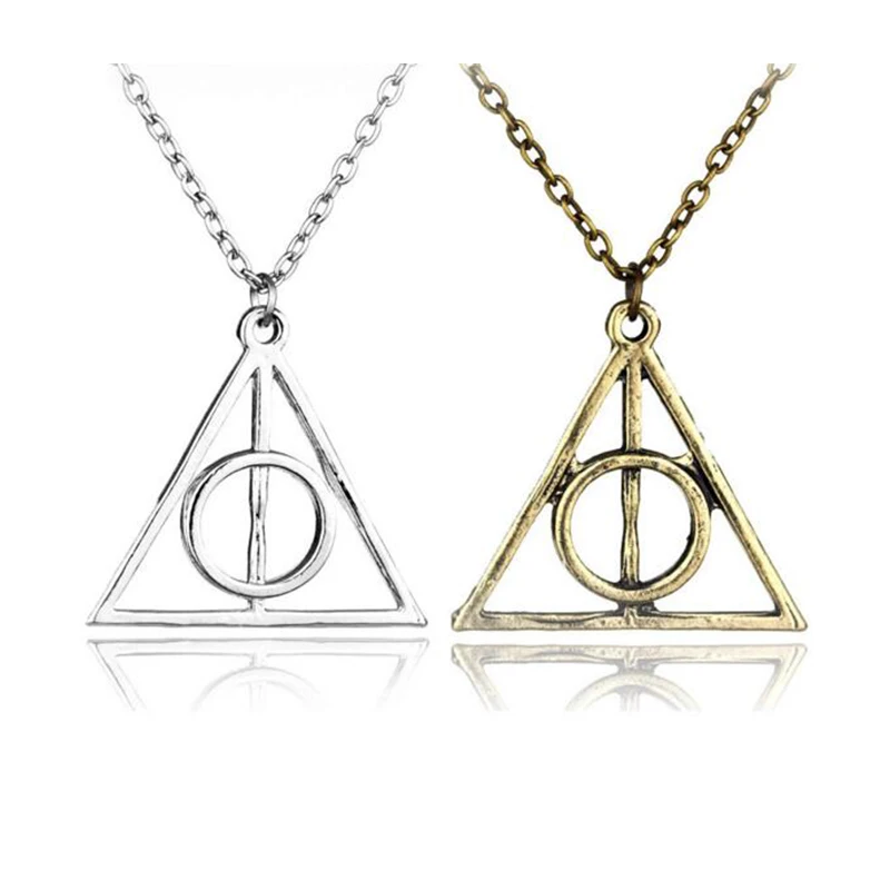 

fashion couple alloy necklaces Harrys Potter Deathly Hallows Rotatable triangle necklace, Picture shown