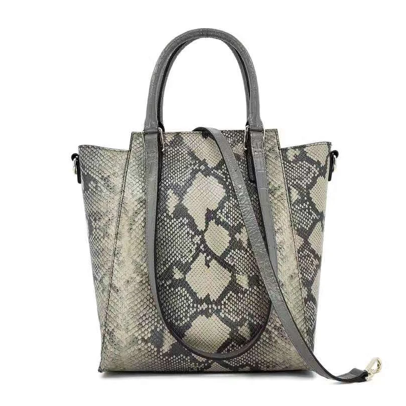 

New 2021 Genuine Fancy Leather Handbags For Women snake pattern real leather women shoulder bags, Rich color