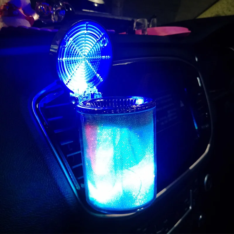 

Wholesale Led Light Car Ashtray Colorful Luminous Glow Plastic Car Ashtray, Silver