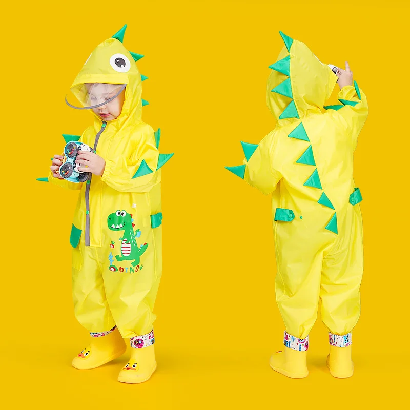 

2021 Cute Fashion Waterproof Poncho Kids Rain Coat Coverall Rain Gear Raincoat, Customized color
