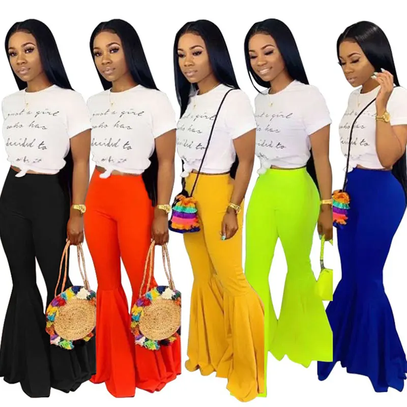 

FS2662A New design women candy color bell-bottoms flared trousers