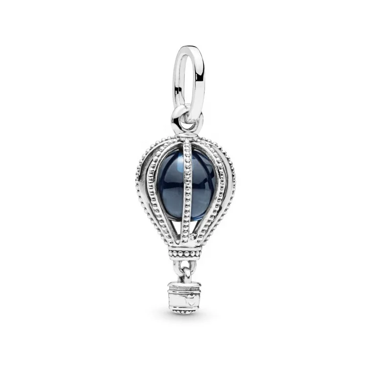 

New arrival custom charm sterling silver 925 beads hot air balloon pendant