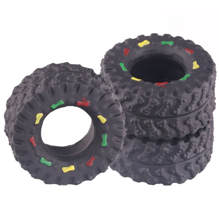 

High Quality Latex Durable Squeaky Chew Cheap Pet Tire Dog Toy, As pictures